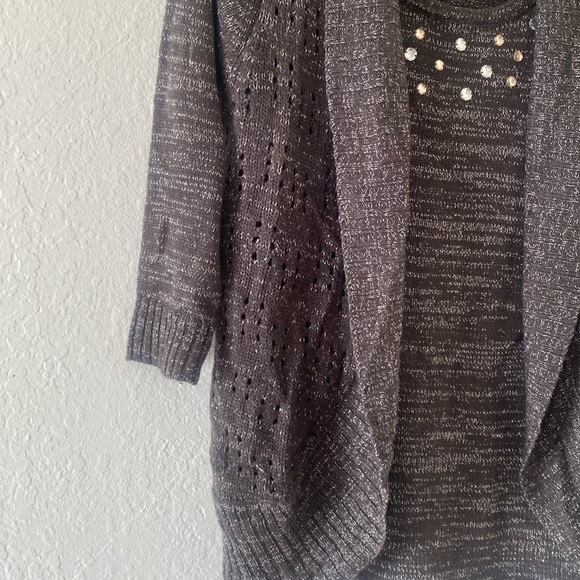 Carol Rose Elegant Gray Cardigan with shirt attached by Carol Rose Size PL - Picture 6 of 7